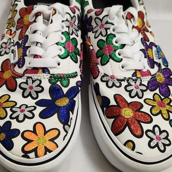 Vans Era Flower Multicolored Glitter Floral Platform Sneakers (Uni M 8, W 9.5) - Picture 9 of 13